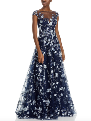 Embroidered Lace Illusion Bodice Gown