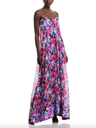 Junji Chiffon Strapless Gown