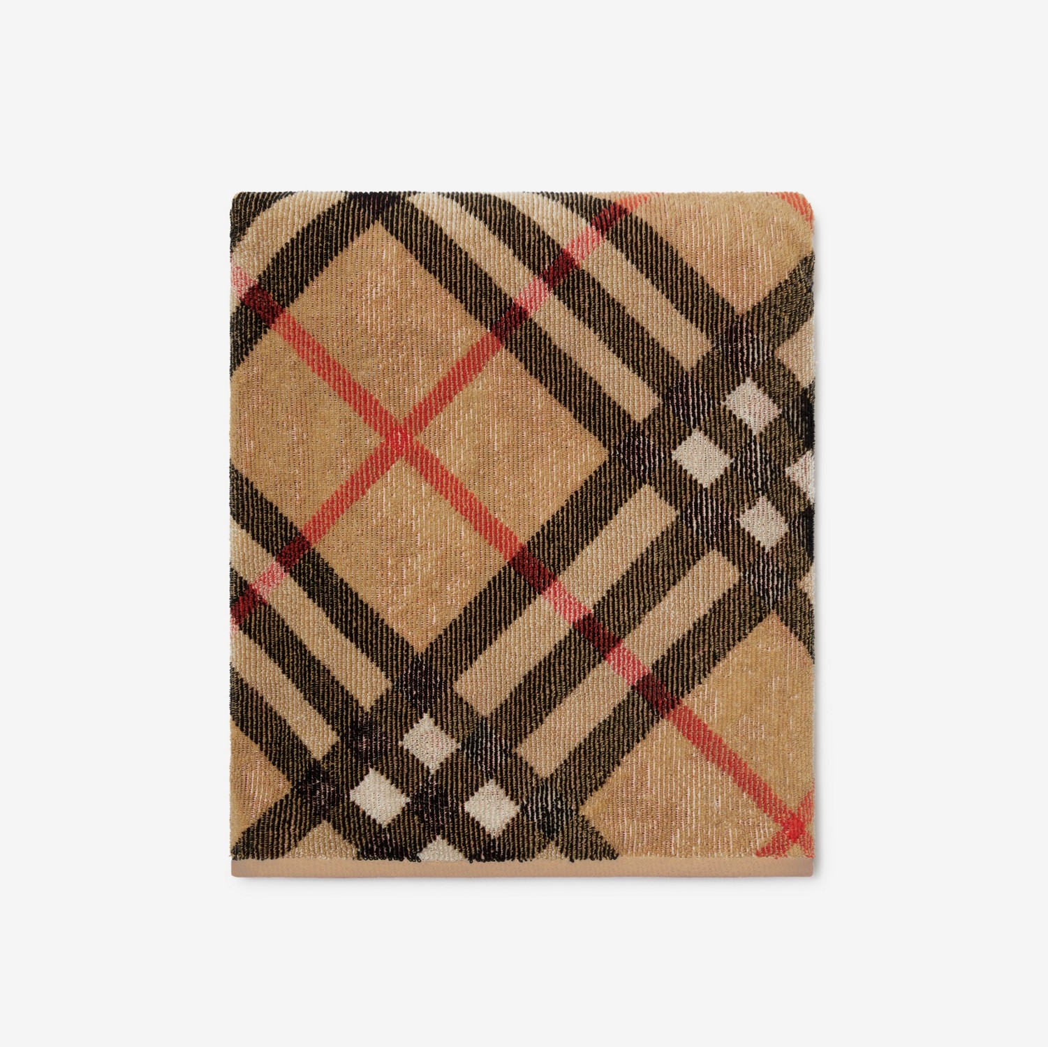 Check Cotton Towel in Sand