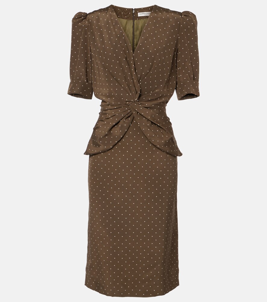 Polka-Dot Silk Midi Dress