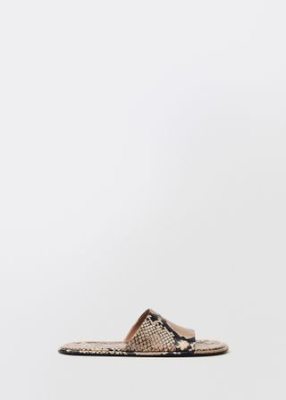 MANGO, Animal-Print Leather Sandals