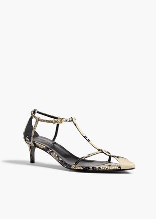 Khaite, Bella Sandal in Natural Python-Embossed Leather