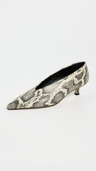 Aeyde Clara Snake Print Goat Leather Creamy Heels