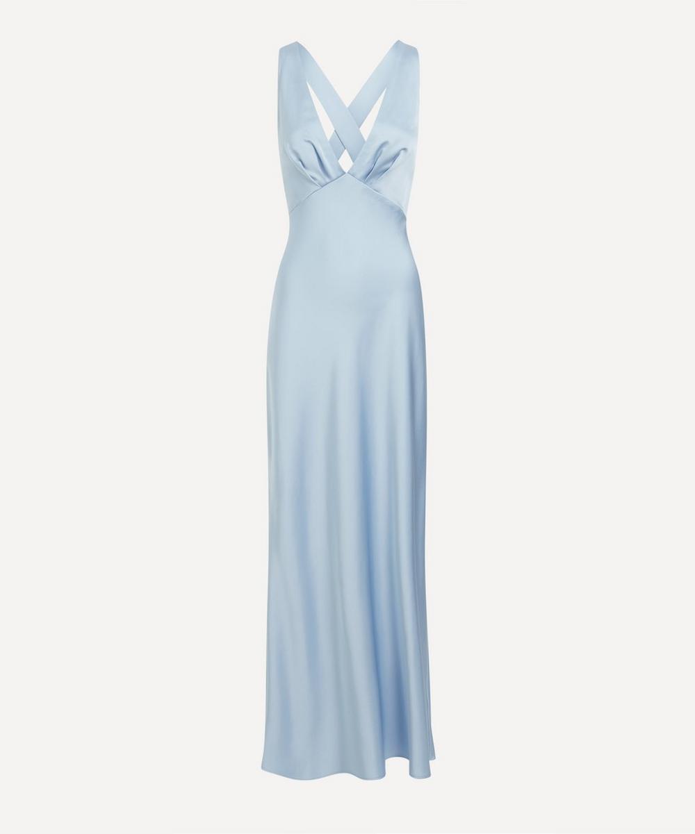 Ice Blue Lucile Bias Satin Maxi Dress