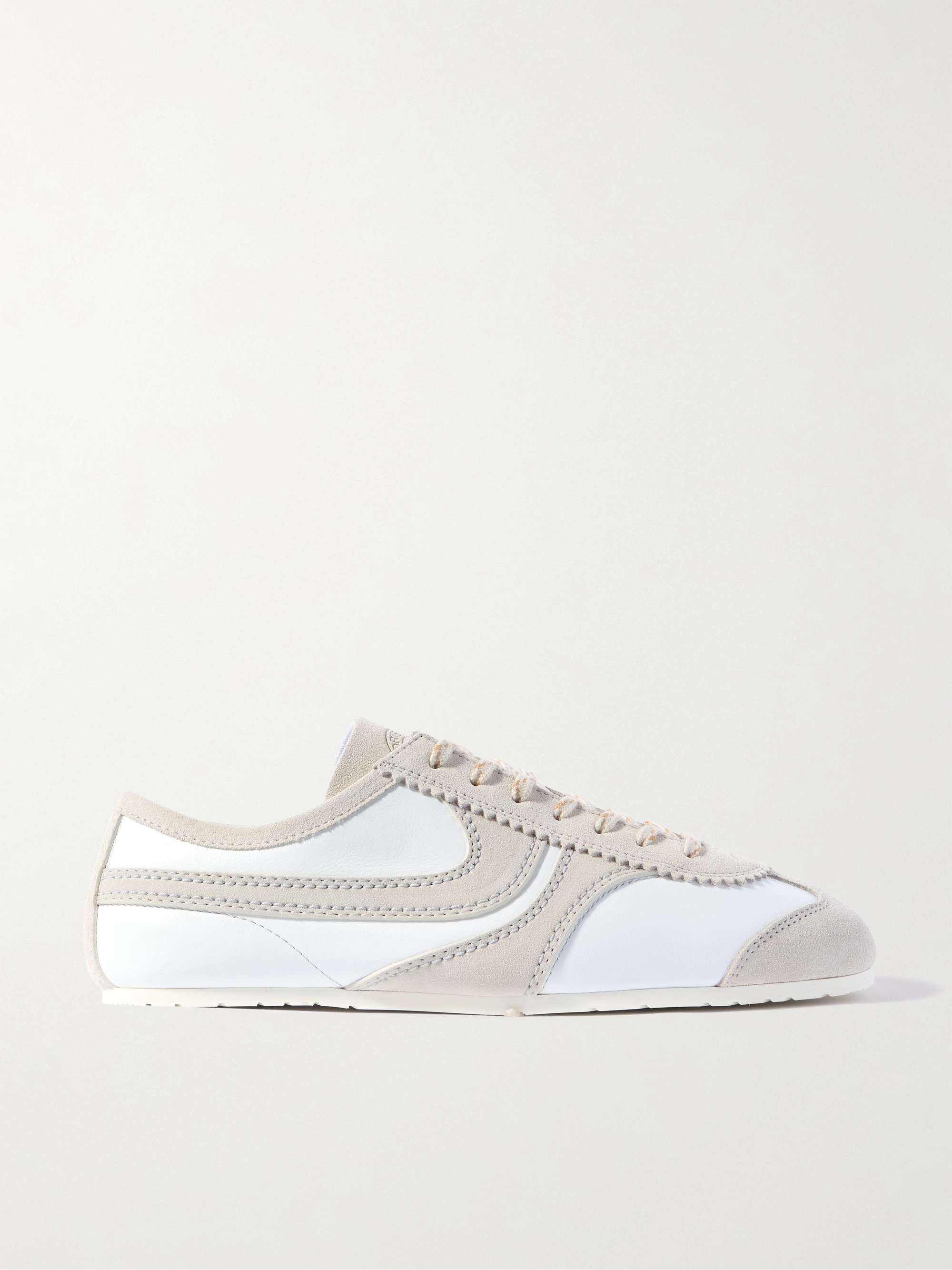 Suede-Trimmed Leather Sneakers