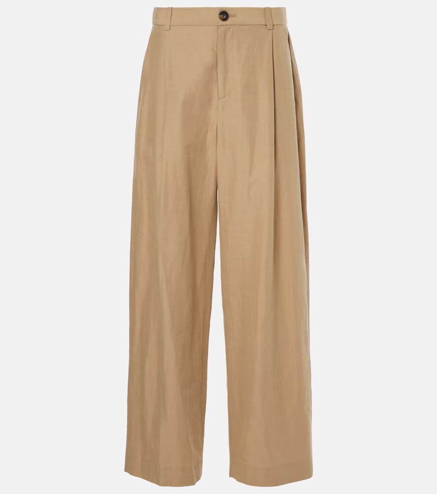 High-Rise Cotton-Blend Wide-Leg Pants
