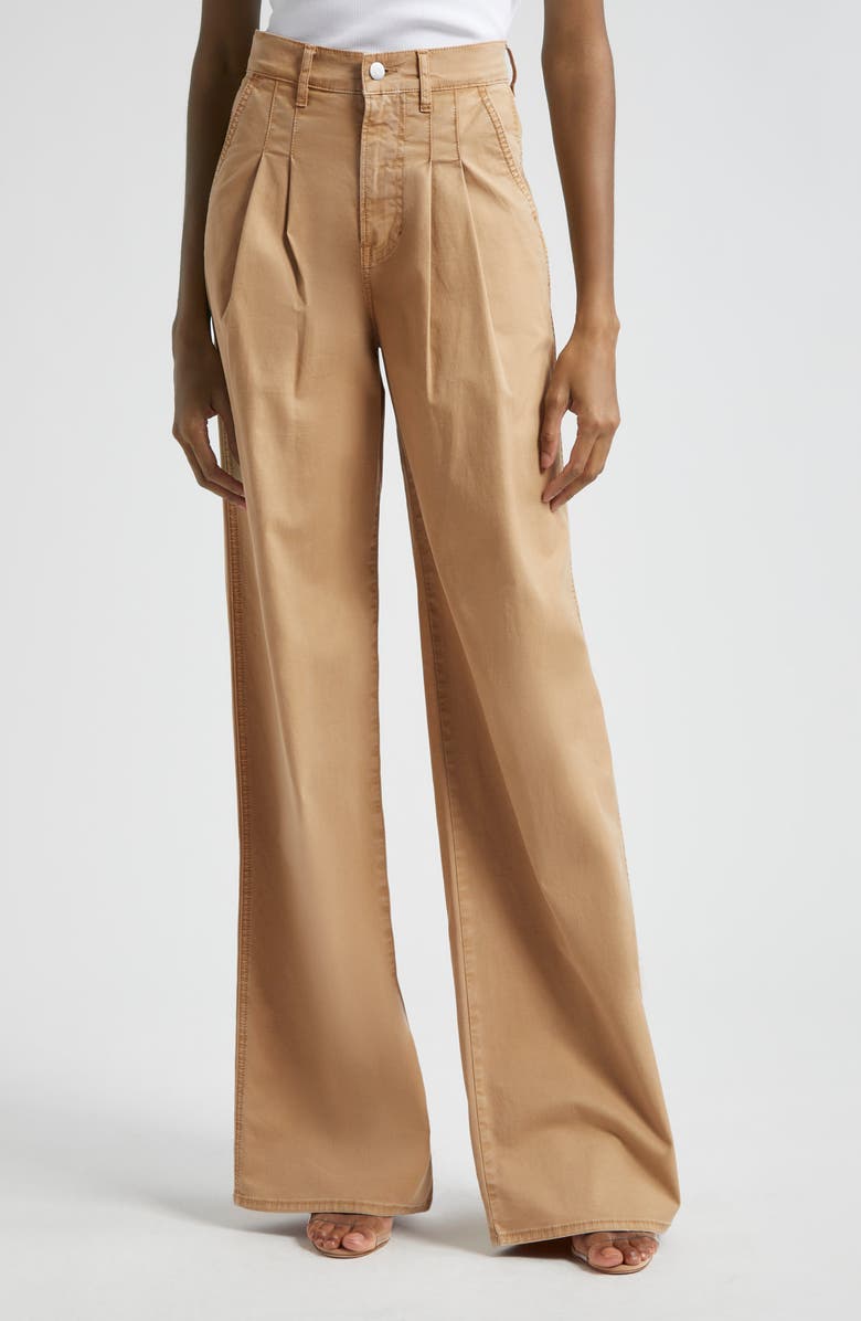 Mia Double Pleat Wide Leg Stretch Cotton Pants
