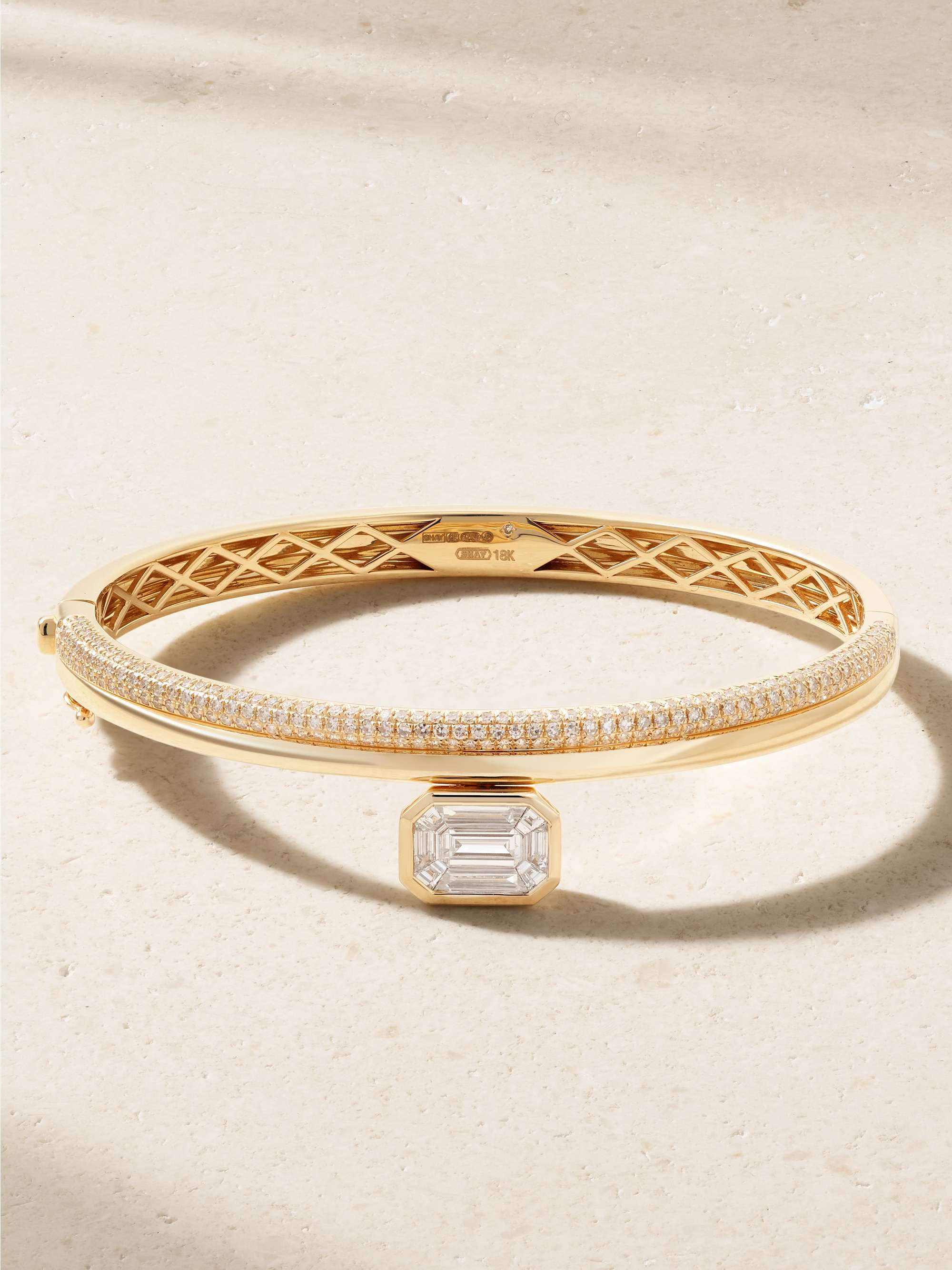 Floating Bezel 18-Karat Gold Diamond Bangle
