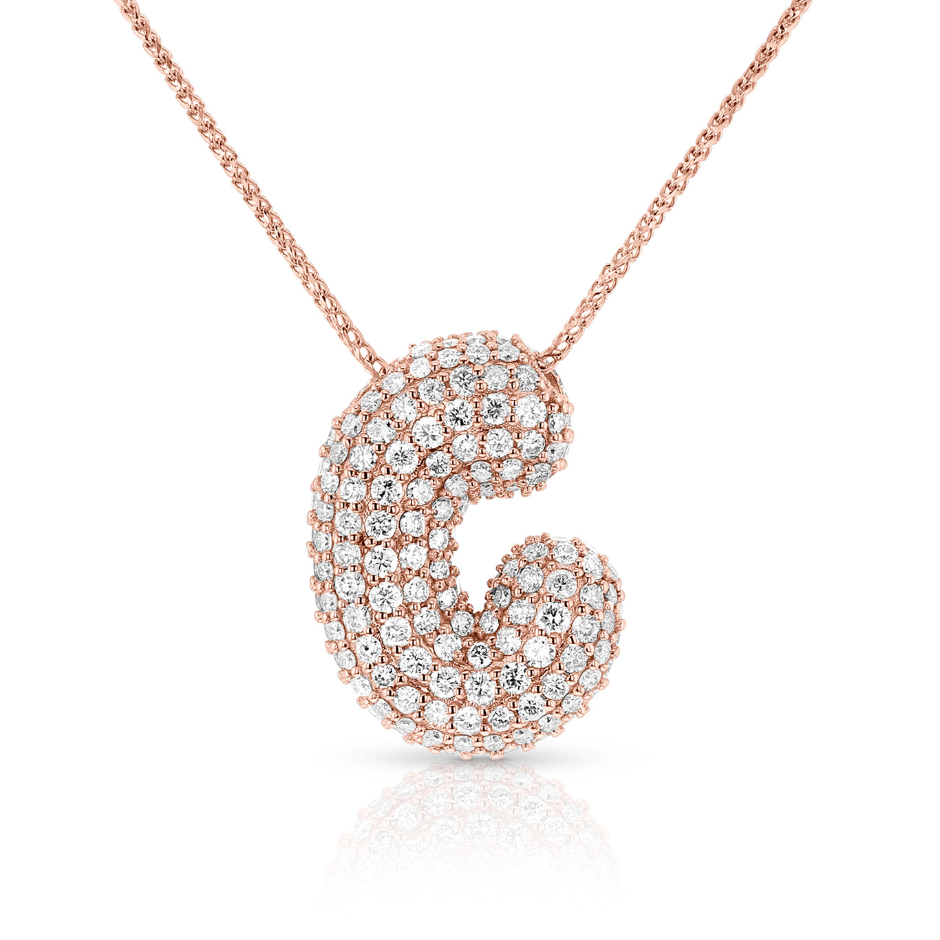 Carbon and Hyde, Large Diamond Bubble Letter Necklace