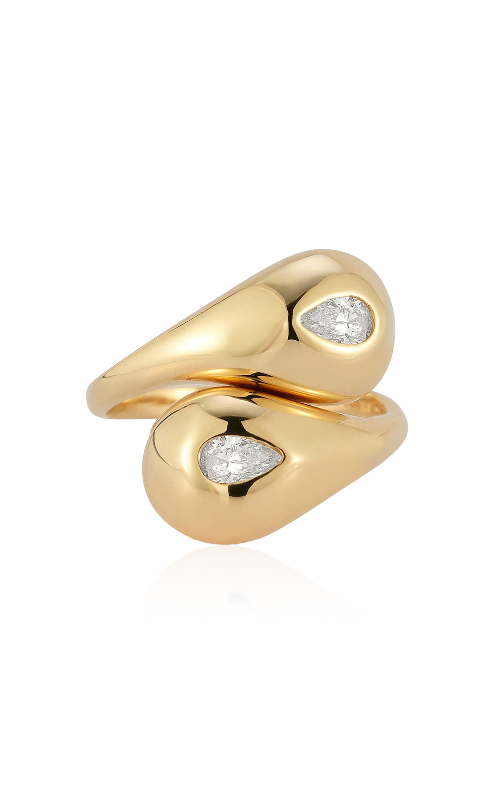 Twin Water Droplet 14k Yellow Gold Diamond Ring