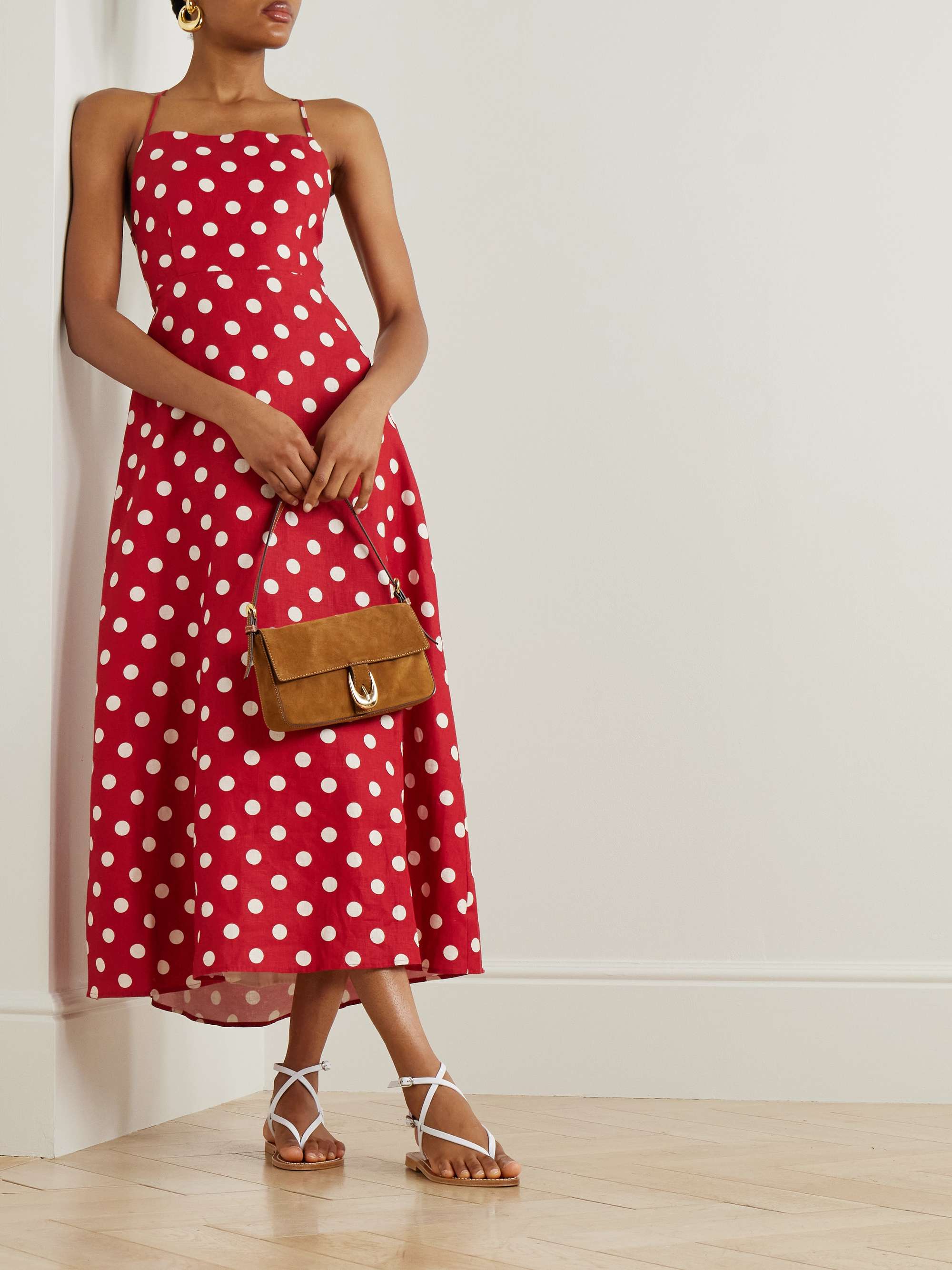 Lori Polka-Dot Linen Midi Dress
