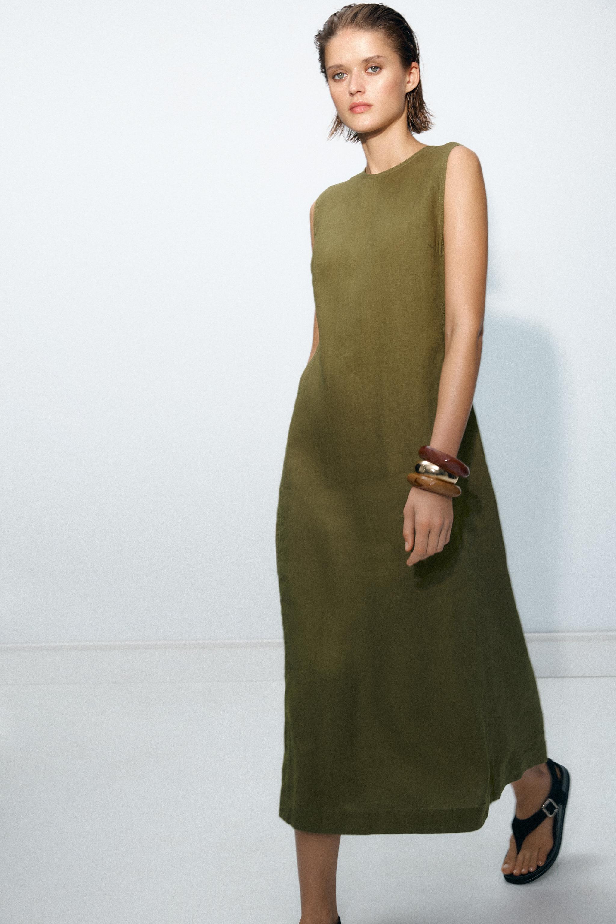 Zw Collection 100% Linen Midi Dress