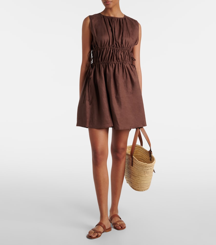 Gathered Linen Minidress