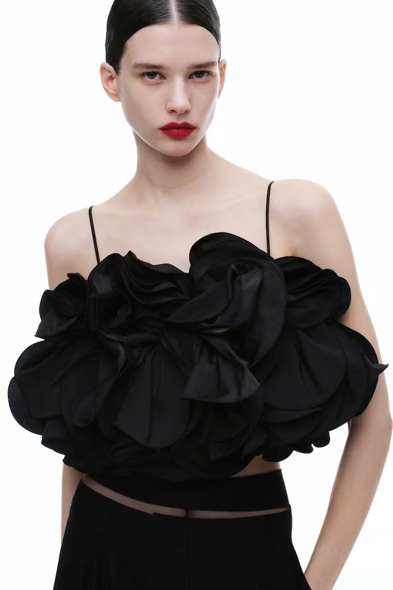 hm, Ruffled Satin Bustier Top