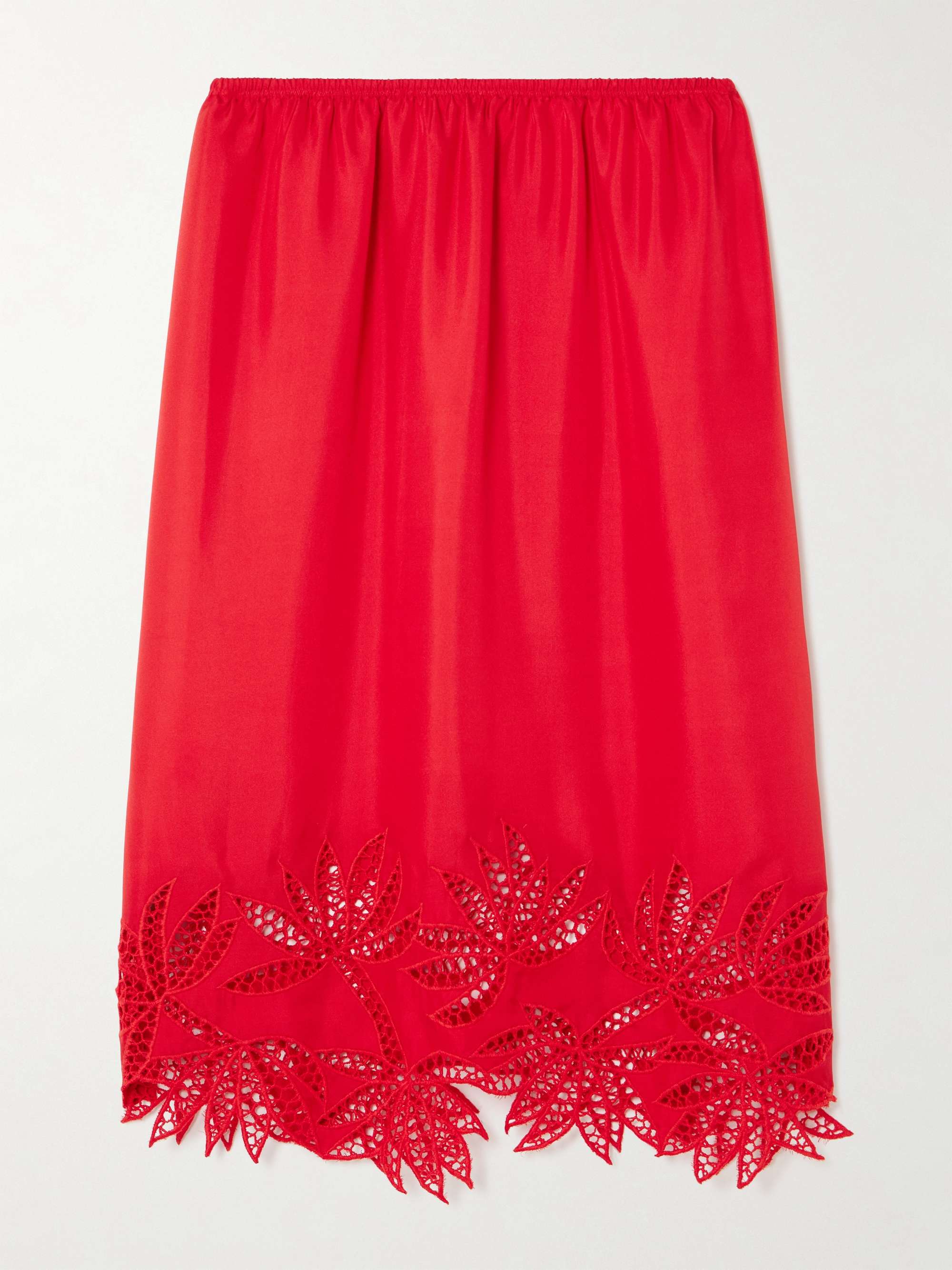 Coverley Crocheted Silk-Satin Midi Skirt