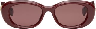 Burgundy Gg Oval Sunglasses