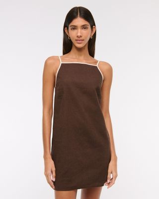 Abercrombie & Fitch, Linen-Blend Apron Mini Dress
