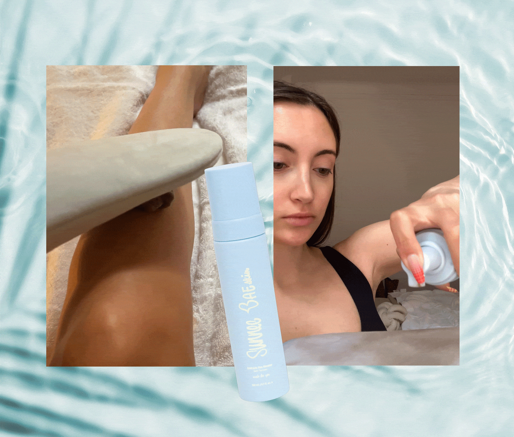 Alyssa Brascia applying the Sunnee BaeSide Sea Mousse.