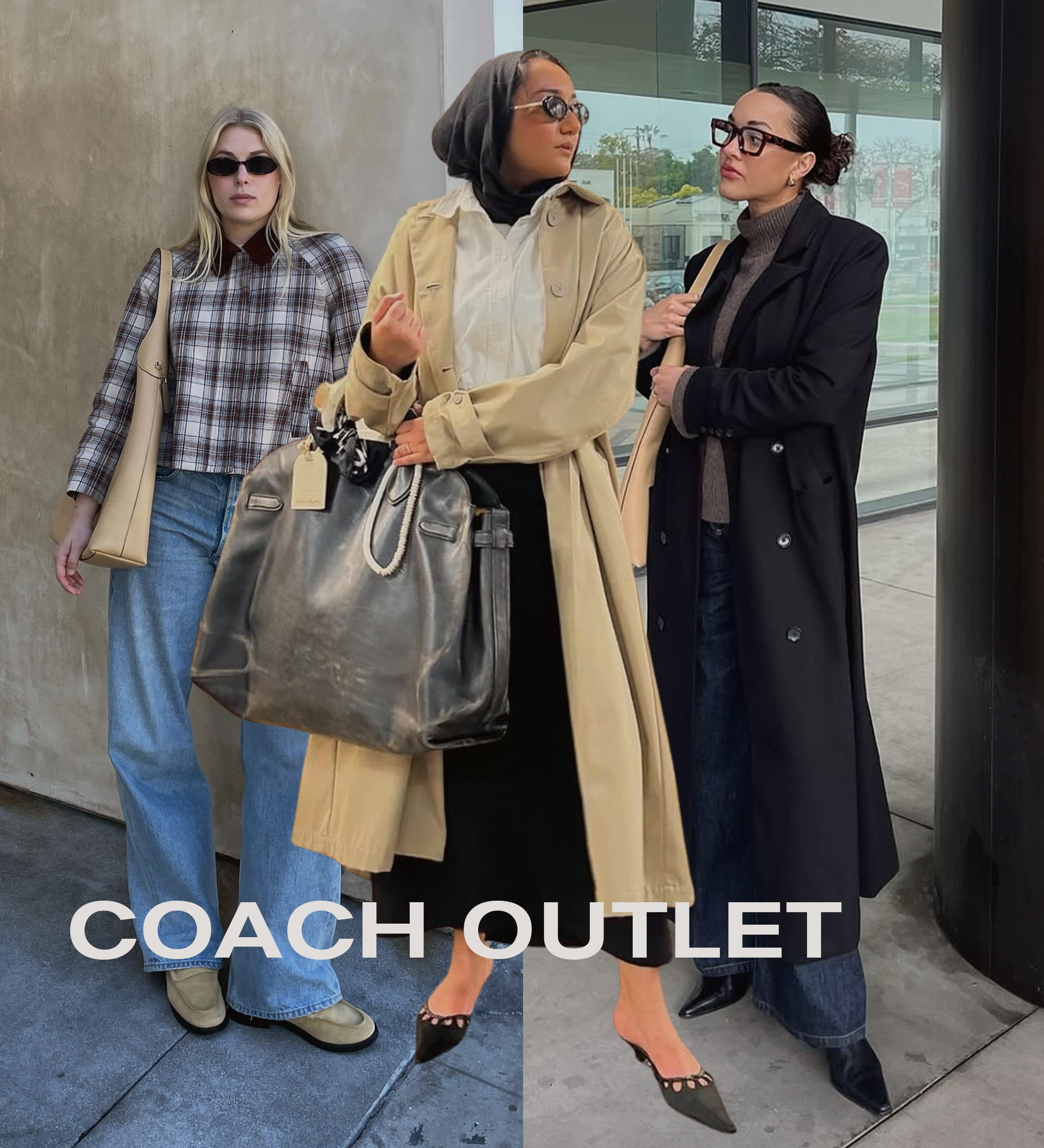 Collage of Outfits with Coach Purses