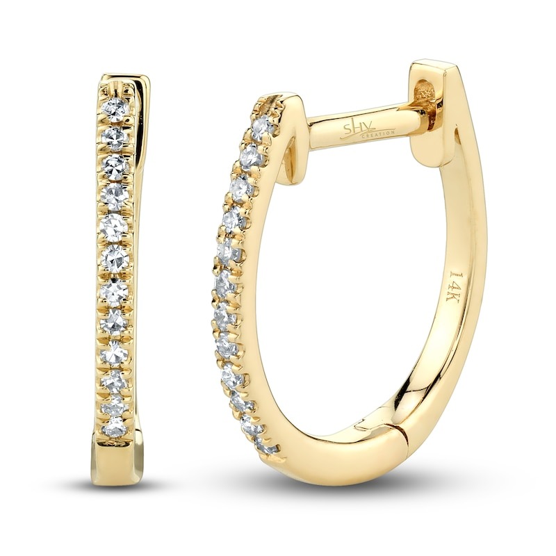 jared, Shy Creation Hoop Earrings 1/20 Ct Tw Diamonds 14k Yellow Gold Sc55001598