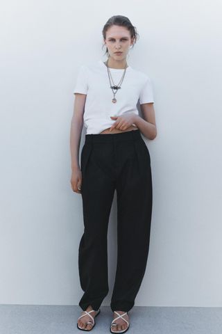 Zw Collection Linen Barrel Pants