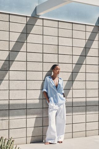 Striped Linen Blend Shirt