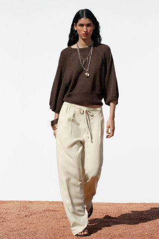 Wide Leg Linen Blend Pants