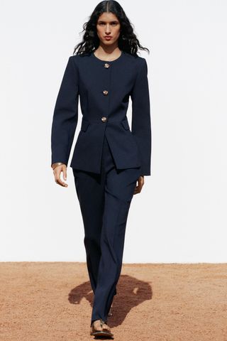 Fitted Round Neck Blazer