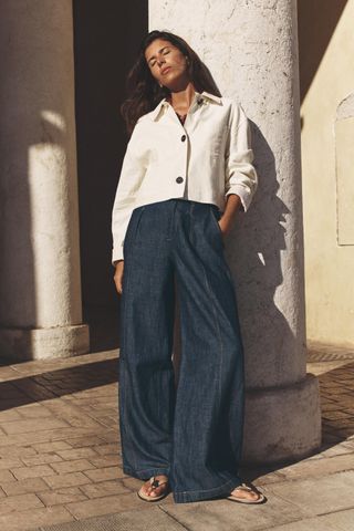 Linen Blend Cropped Jacket