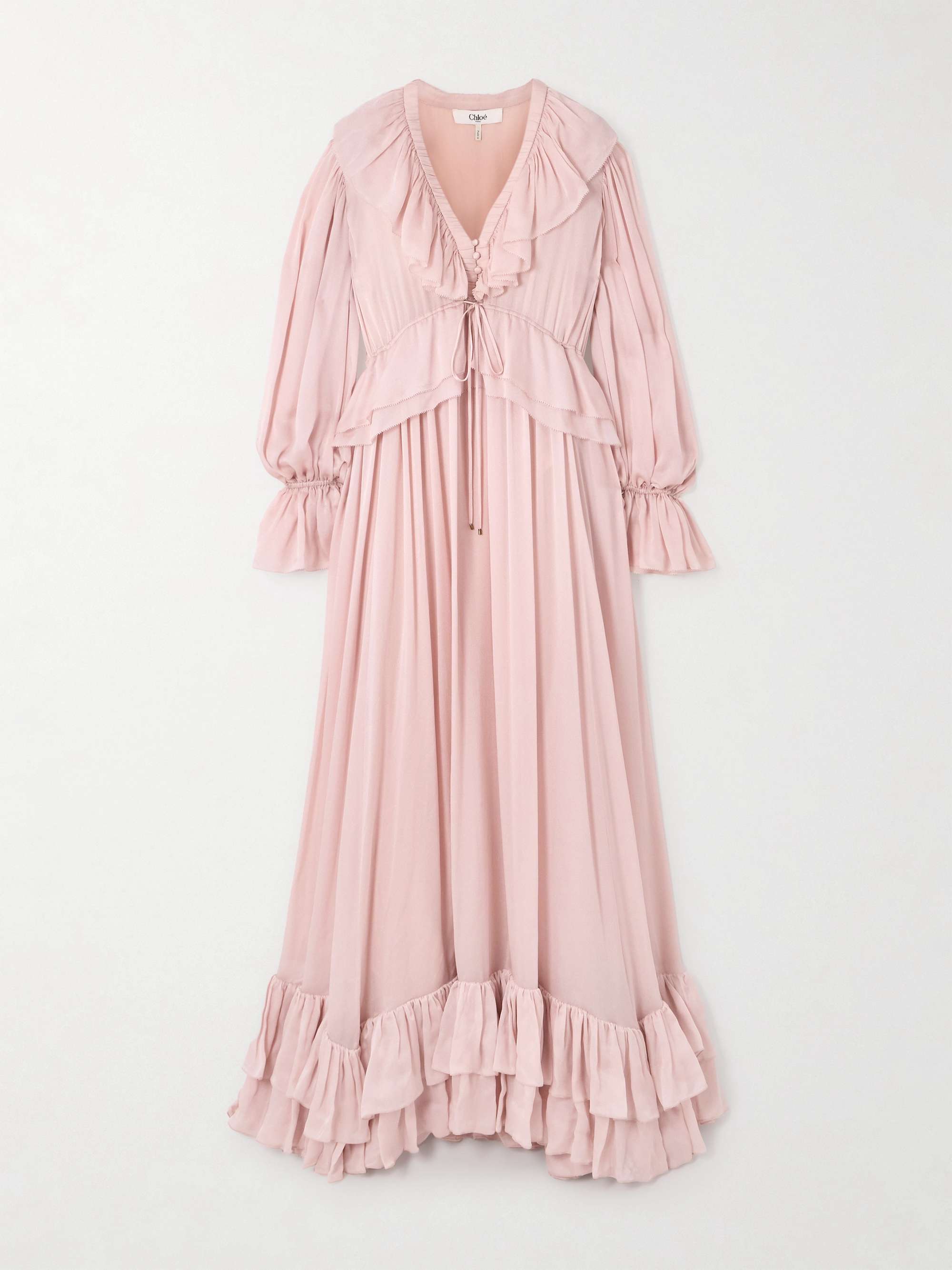 Ruffled Silk-Chiffon Gown