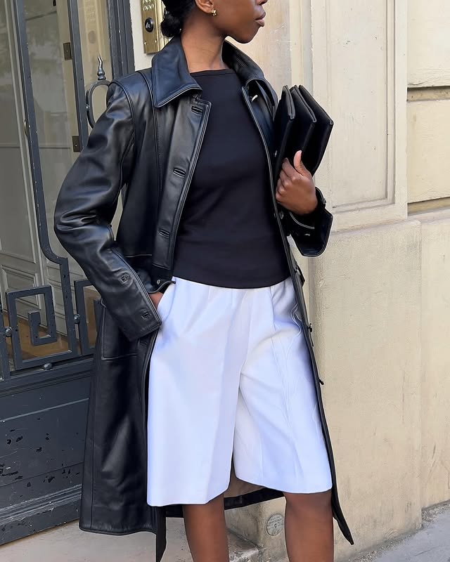 woman wears bermuda shorts