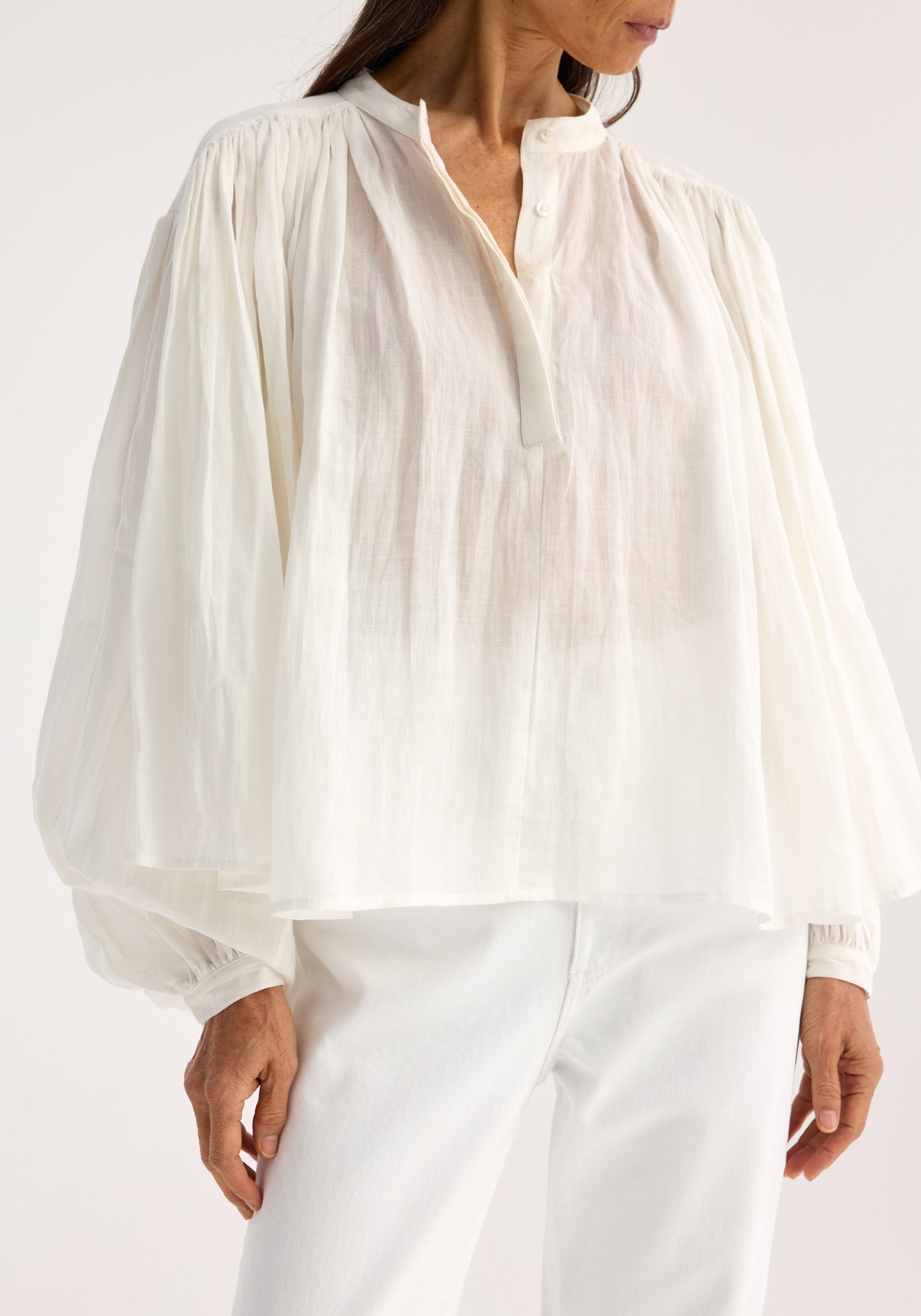 Pleated Ramie Top | Optic White