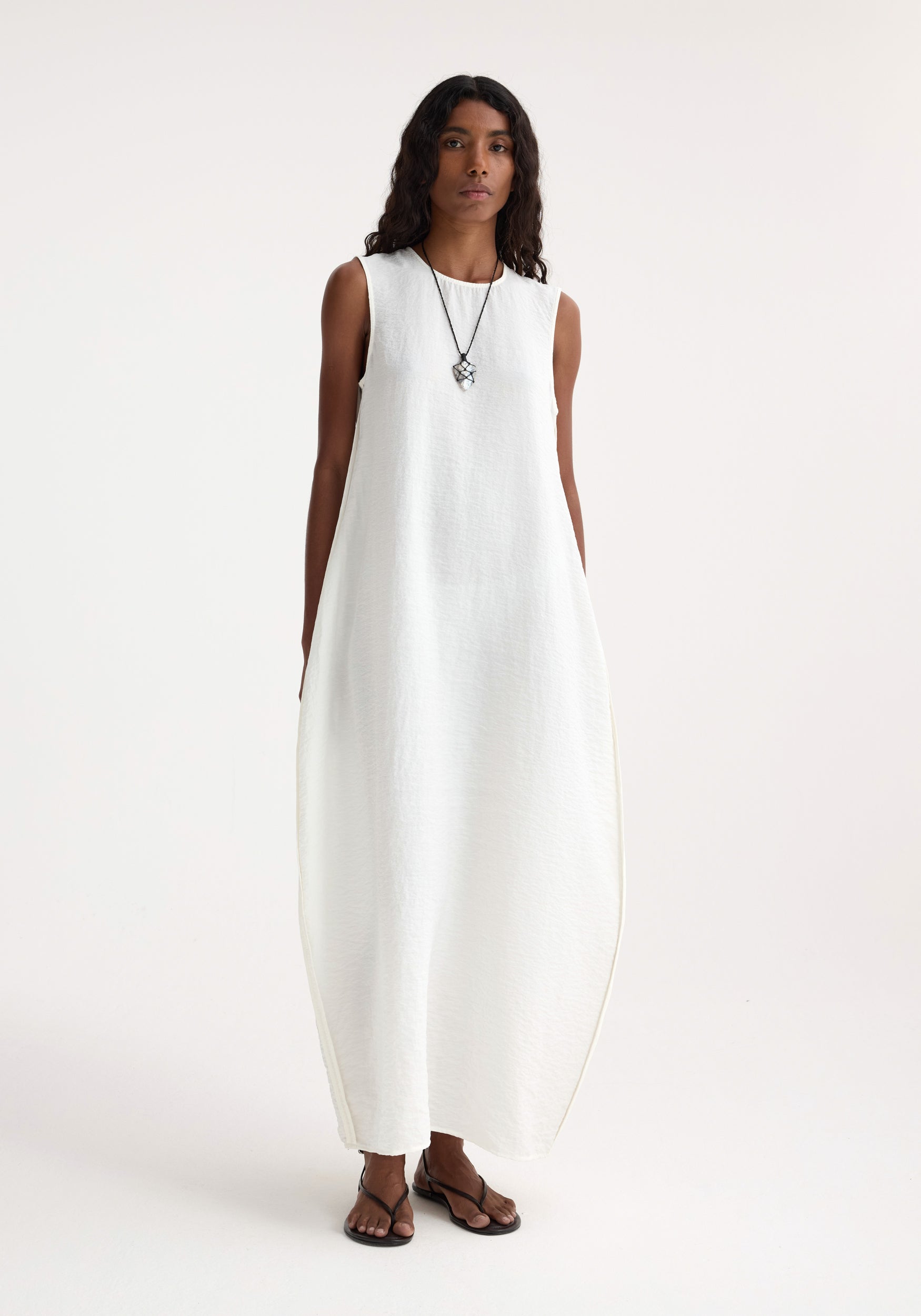Hammered Silk Shaped Dress | Off White