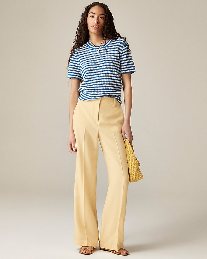 Cuffed Wide-Leg Trouser in Luster Canvas