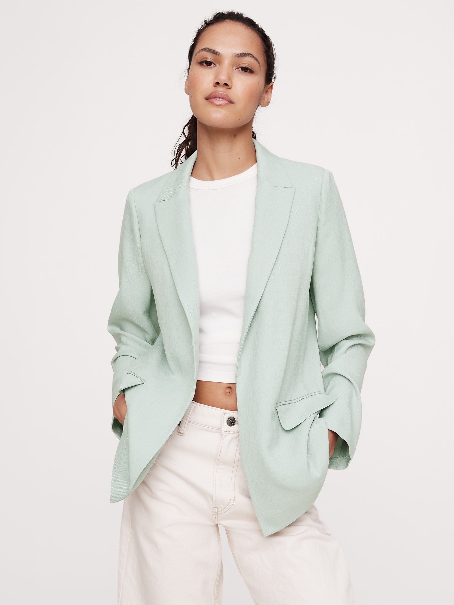 Drapey-Twill Blazer