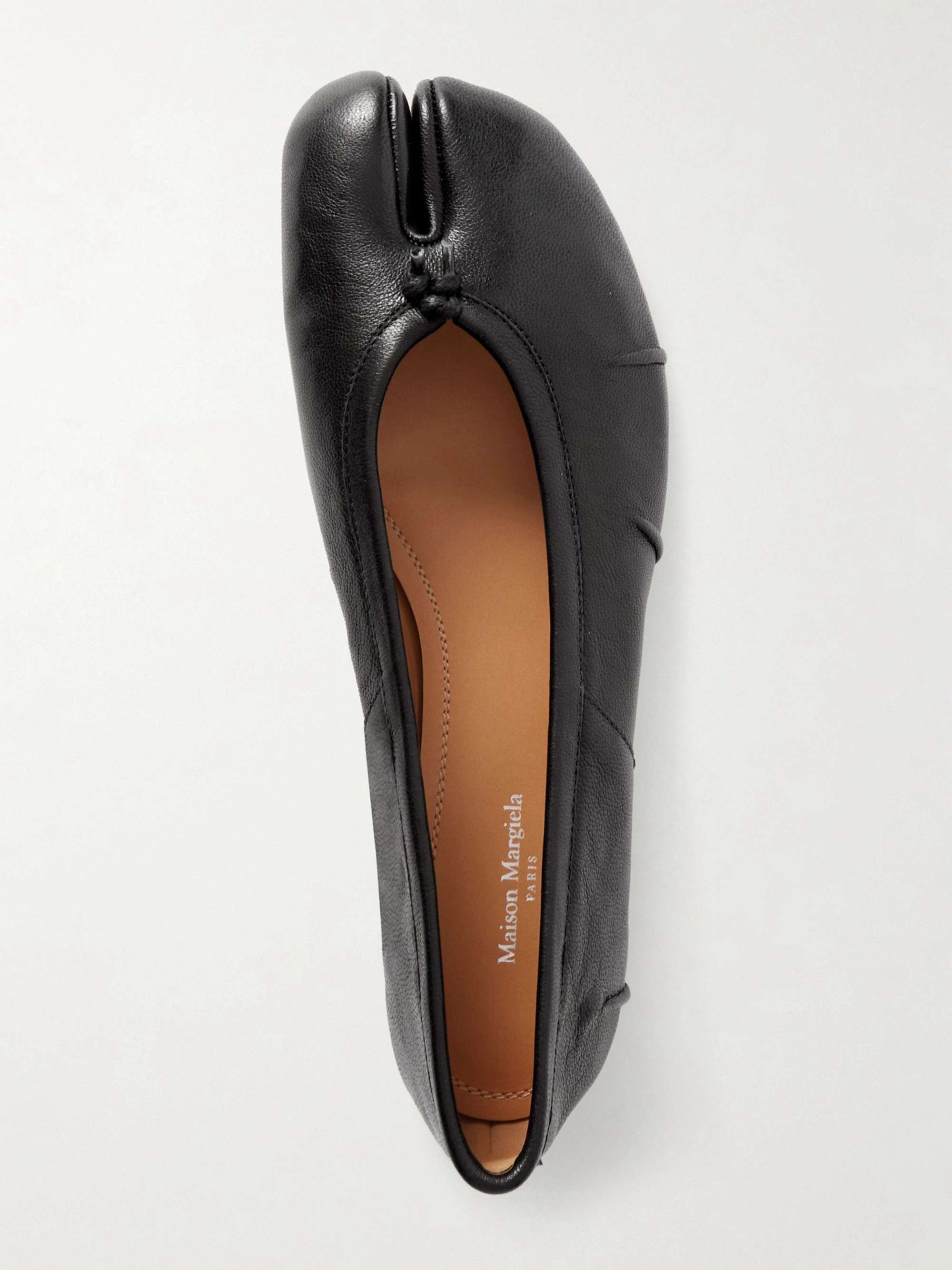 Tabi Split-Toe Textured Leather Ballet Flats