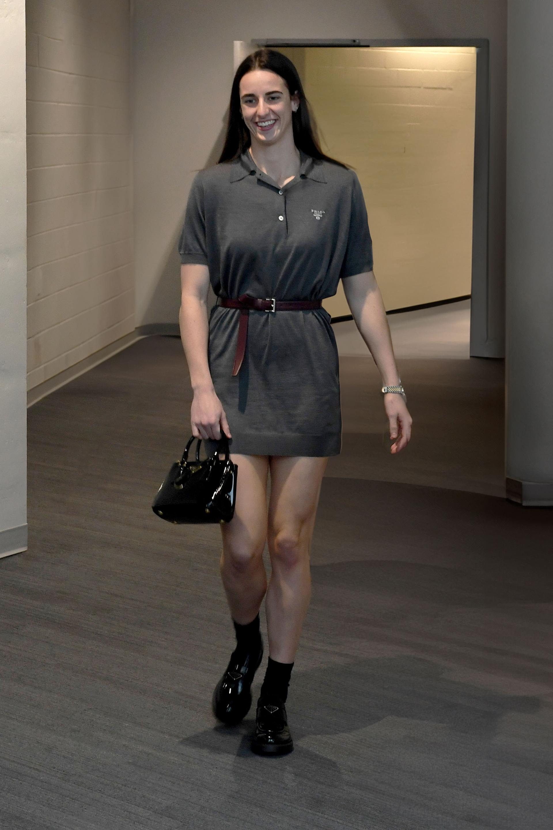 Caitlin Clark in Prada at the Wintrust Arena on June 23, 2024 in Chicago.