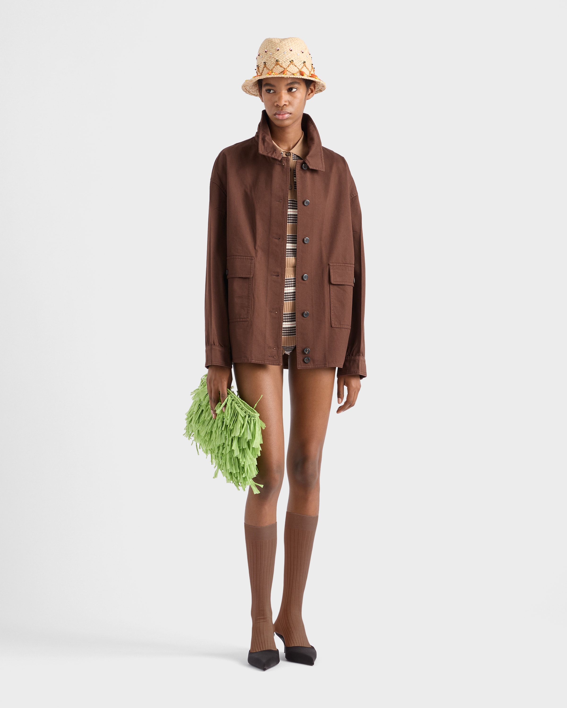 prada, Old Gabardine Cotton Shirt Jacket