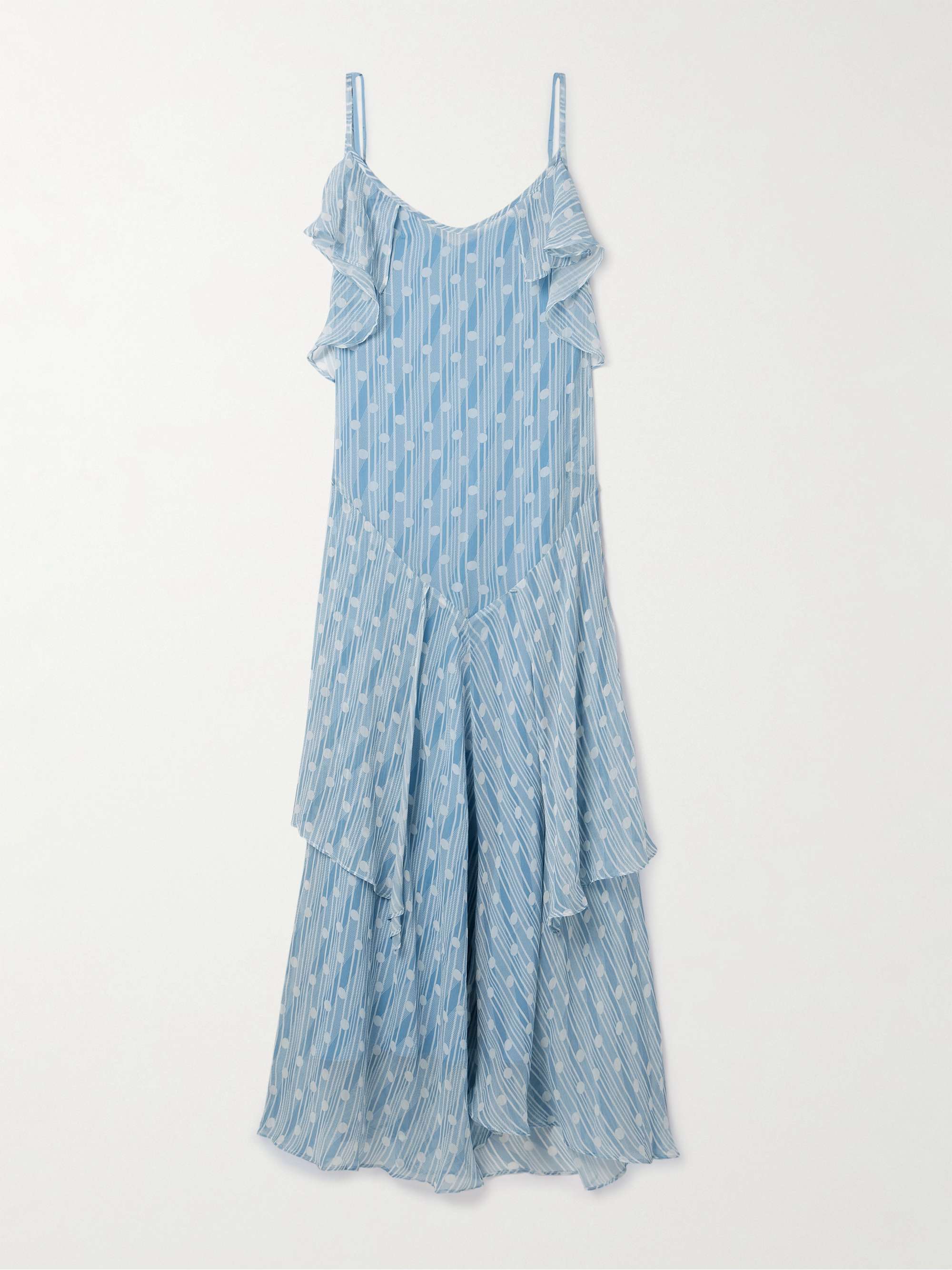 Meridian Ruffled Printed Silk-Crepon Maxi Dress