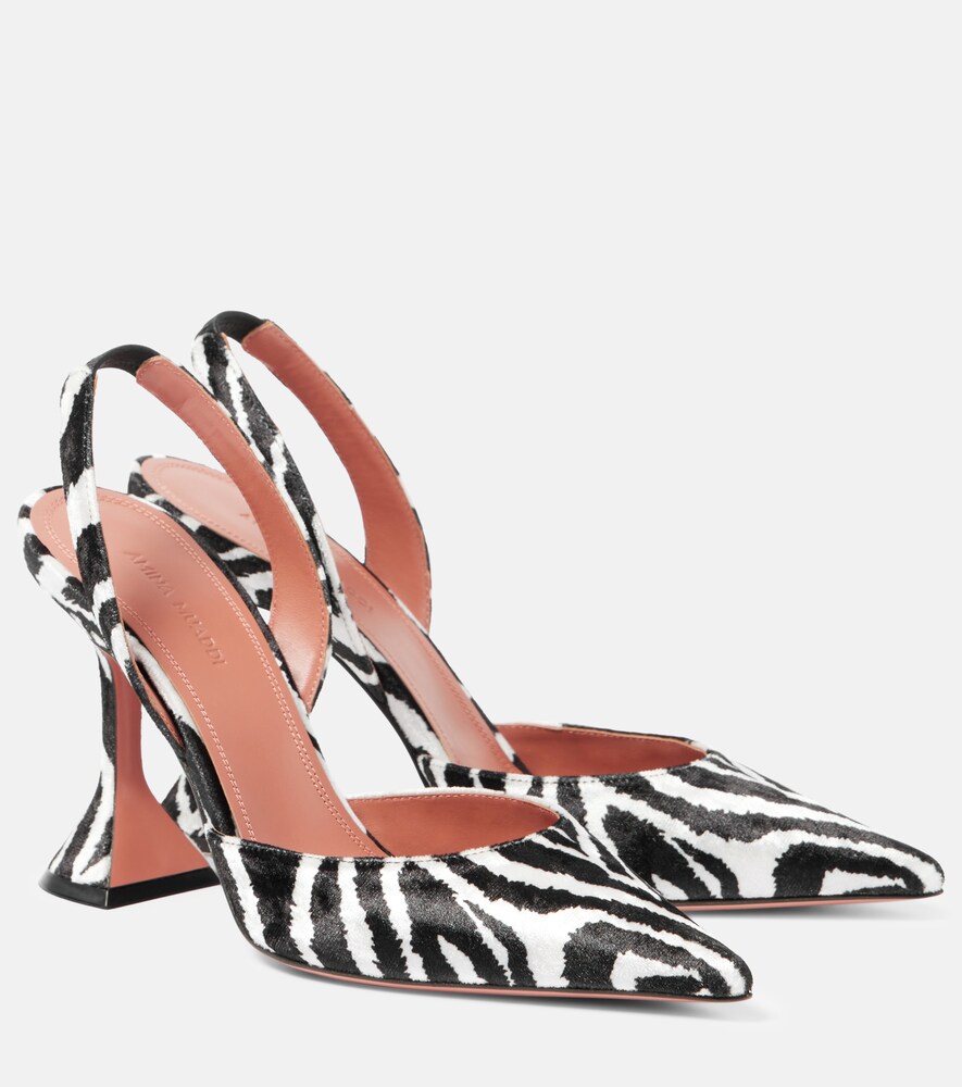 Holli Zebra-Print Velvet Slingback Pumps