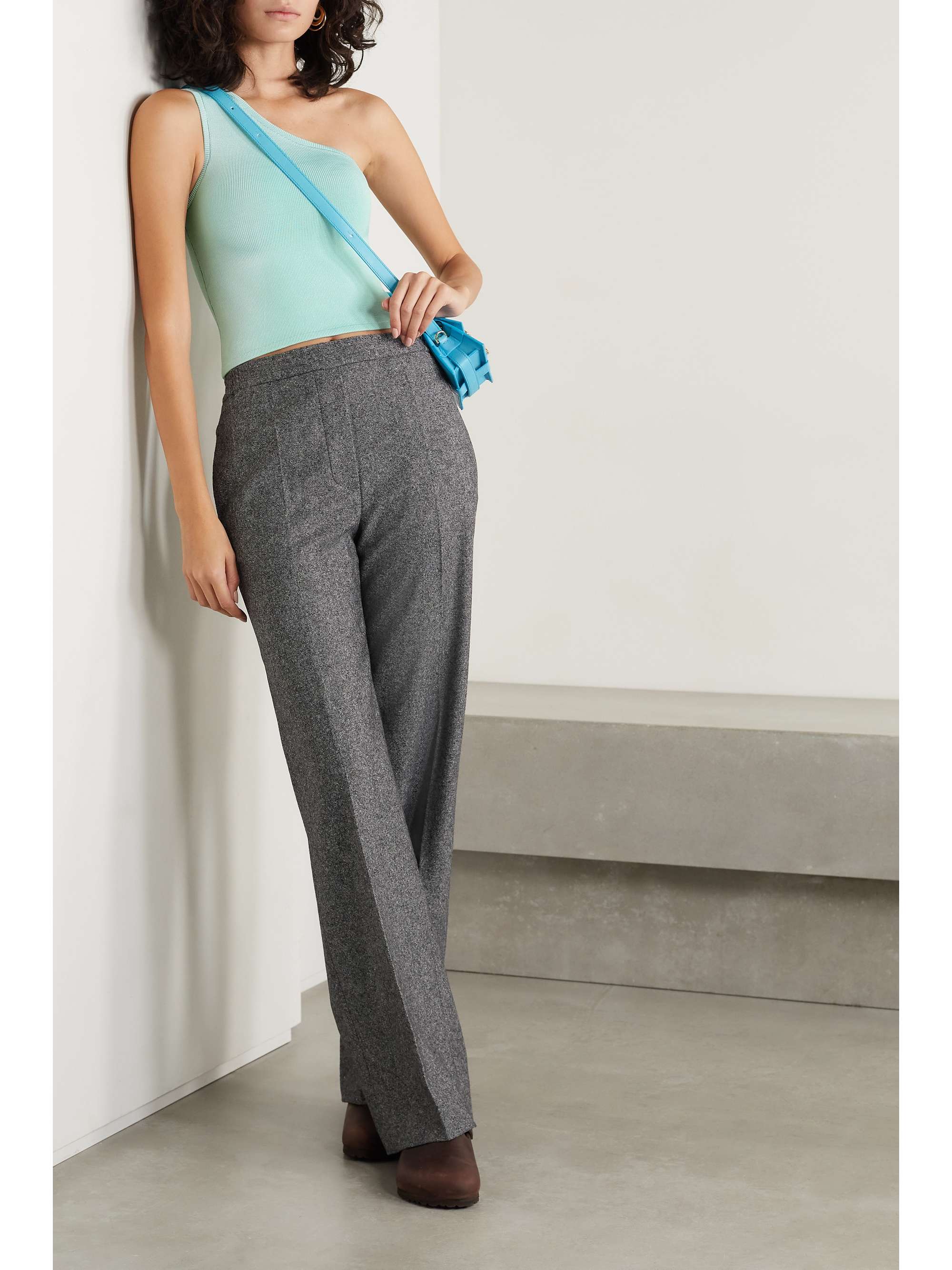 Cropped One-Shoulder Stretch-Knit Top