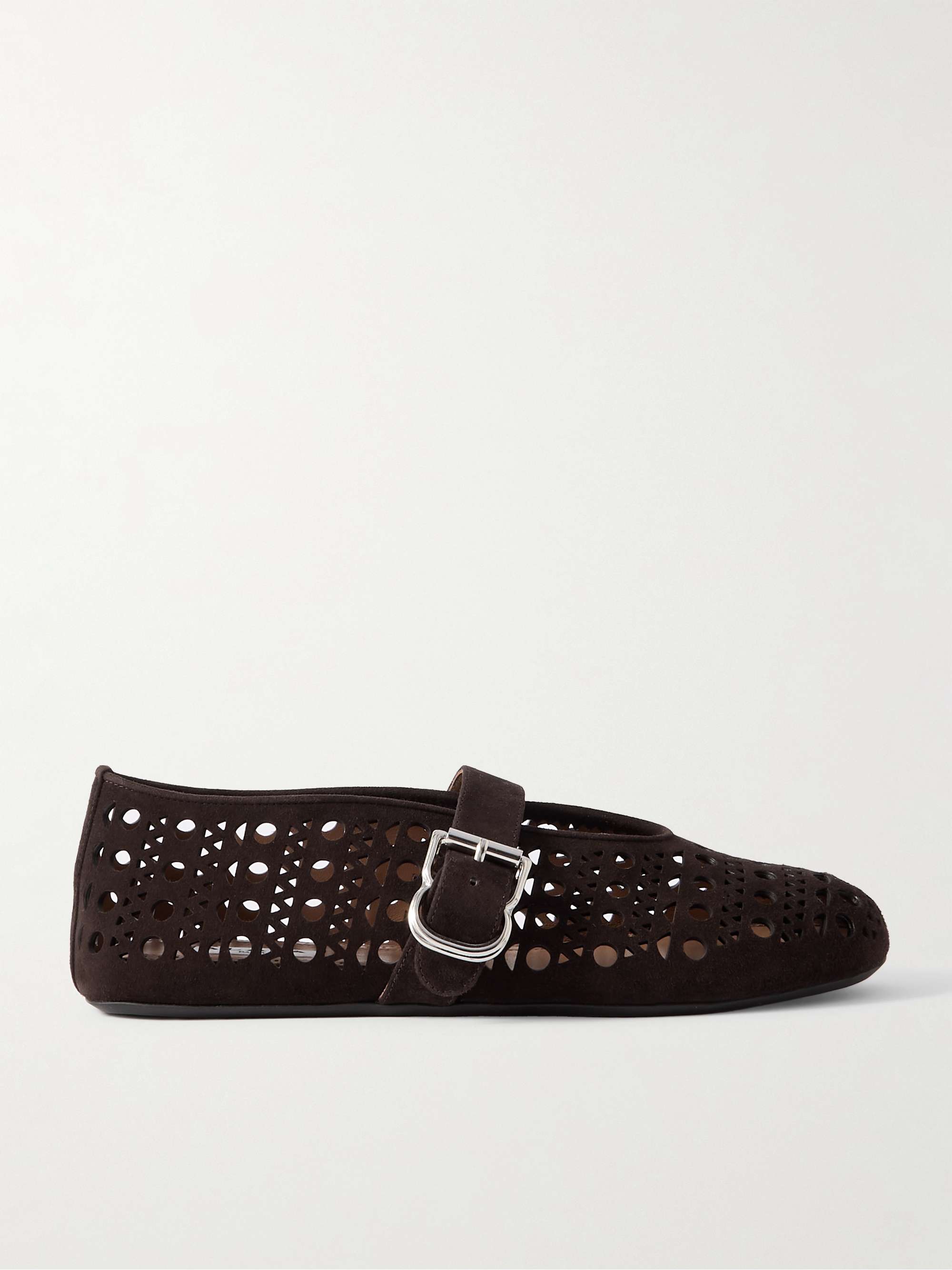 Perforated Suede Ballet Flats