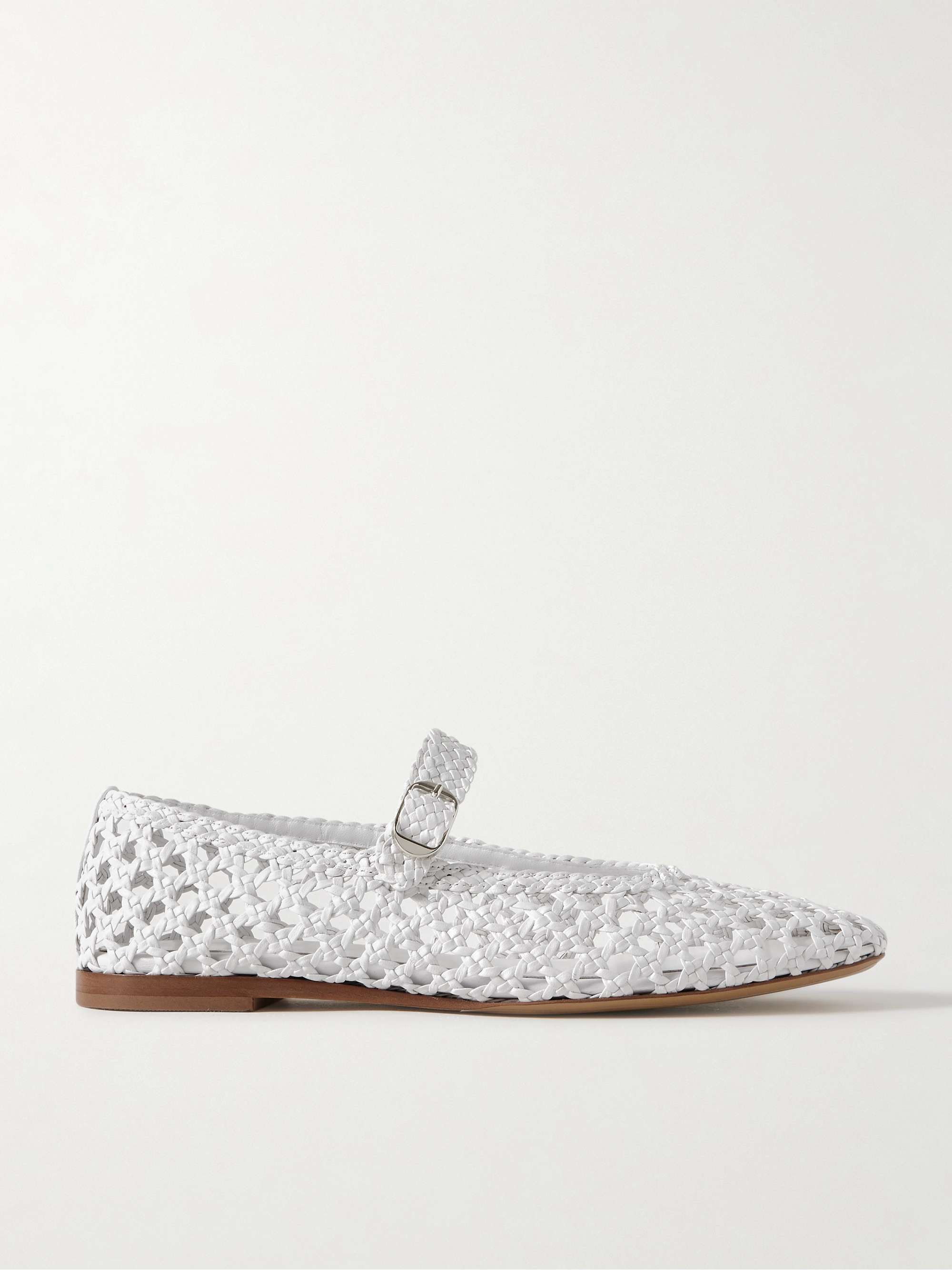 Woven Leather Mary Jane Ballet Flats