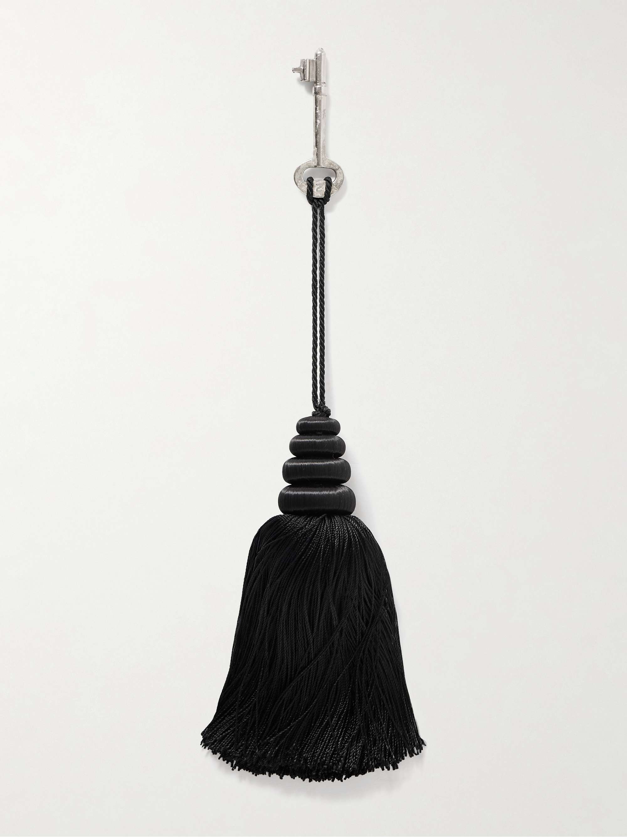 Tasseled Satin and Silver Bag Charm