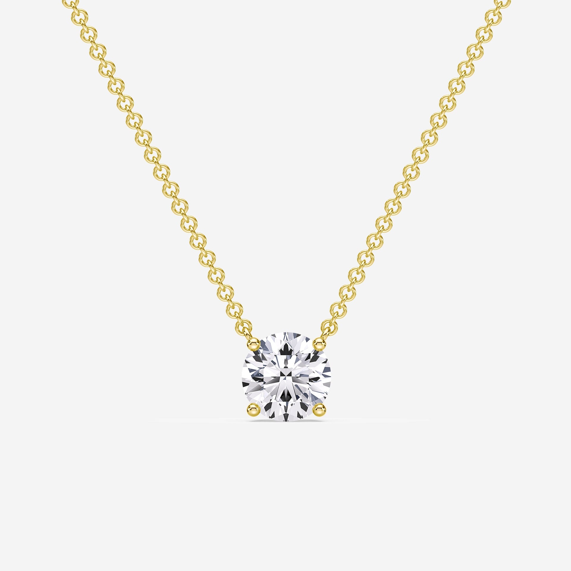 Lab Diamond Round Solitaire Pendant Yellow Gold