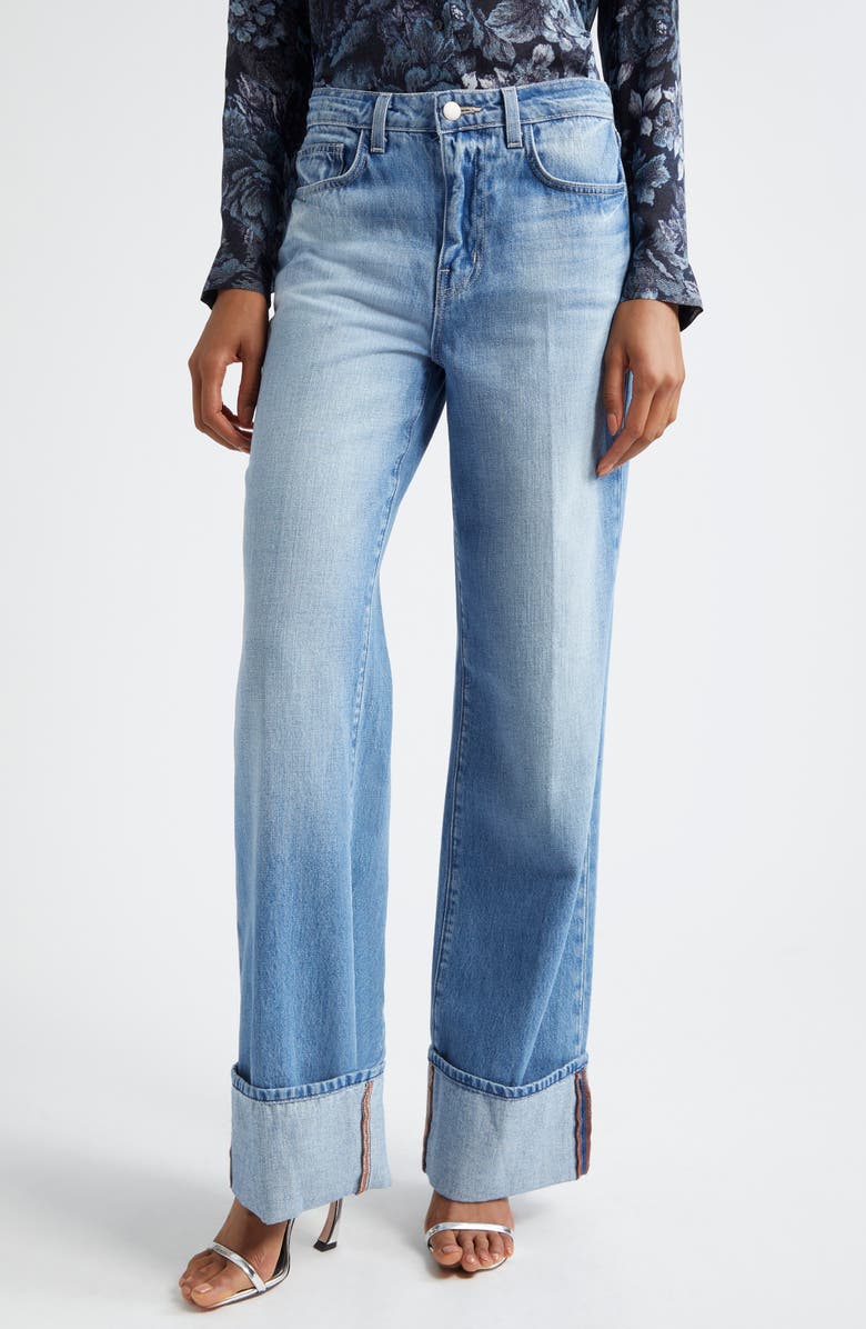 Miley High Waist Cuff Wide Leg Jeans