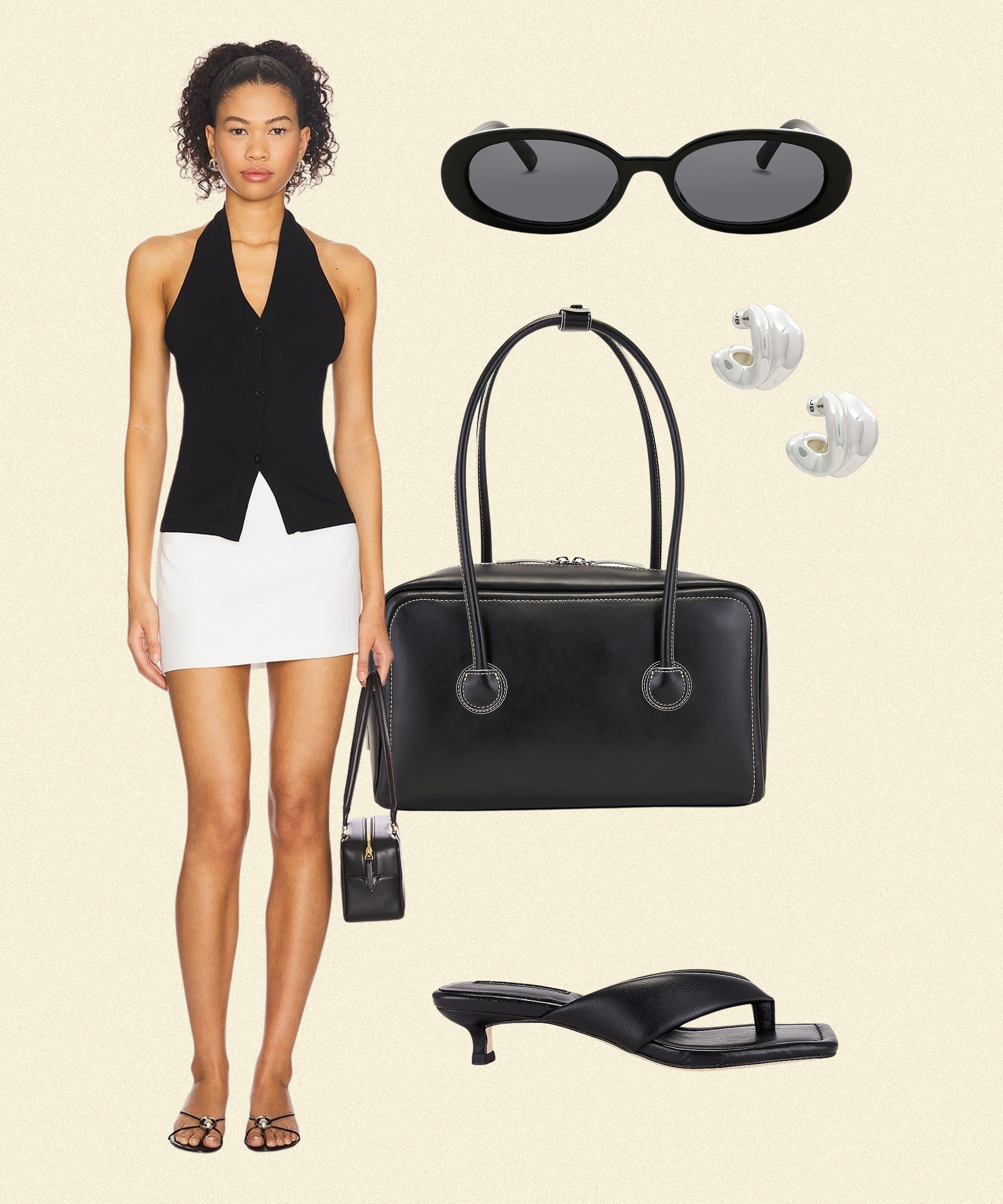 Black vest outfit from Revolve