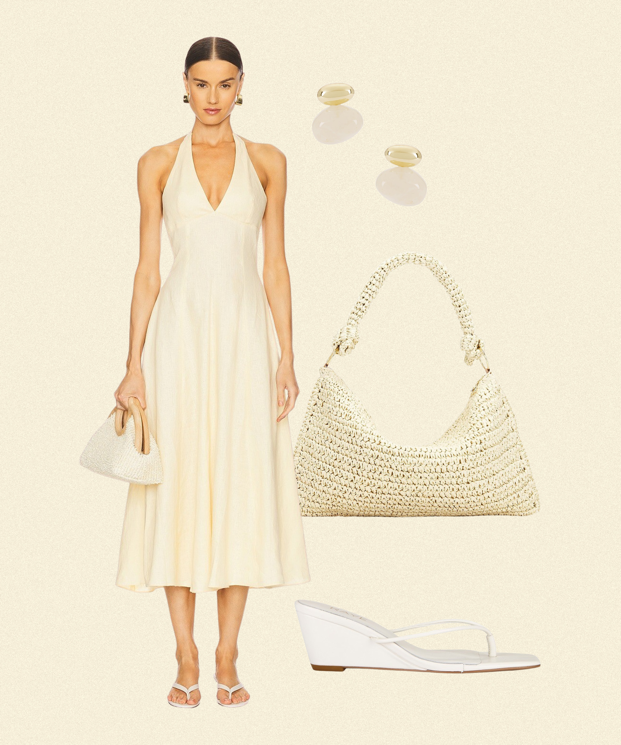 Pale yellow dress outfit