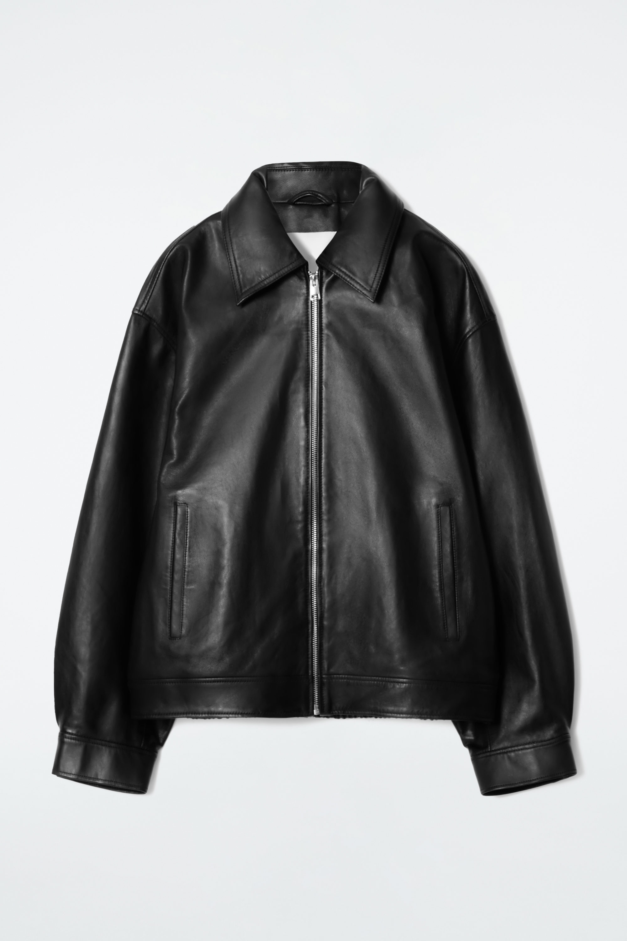 Oversized Collared Leather Jacket