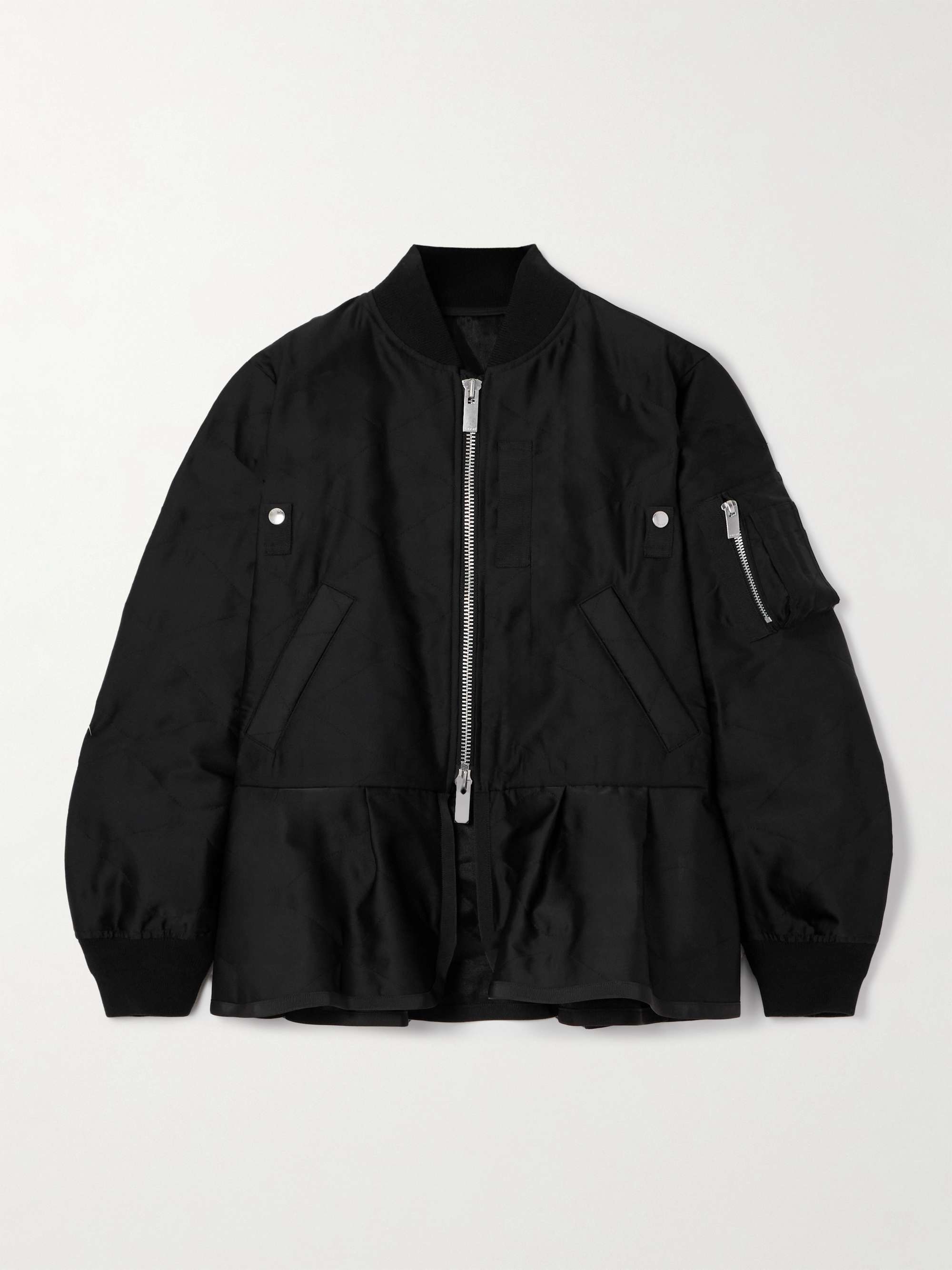 Grosgrain-Trimmed Quilted Satin Peplum Jacket